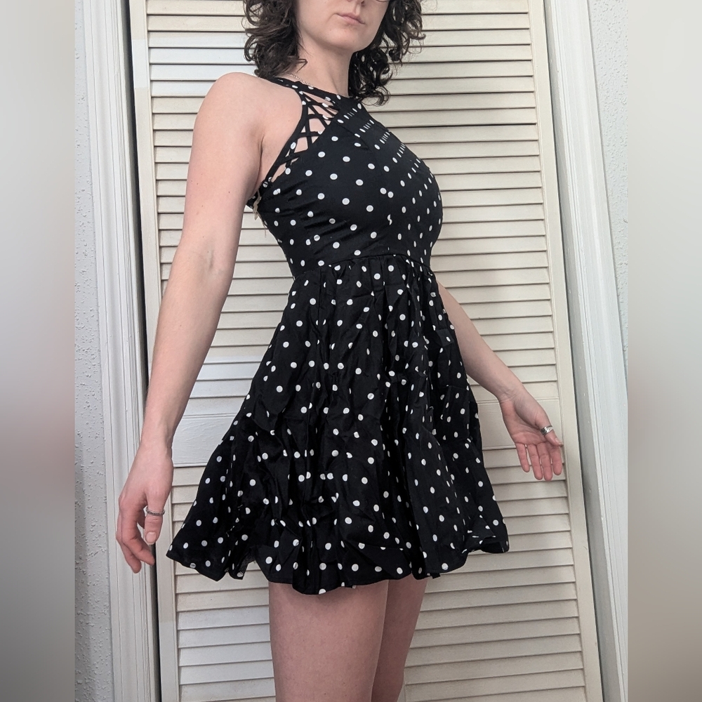 Polka dot puffy dress with tuul underskirt